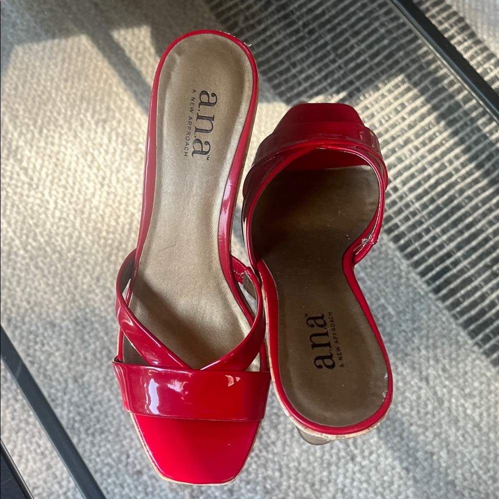a.n.a Glossy Red Slide Heels